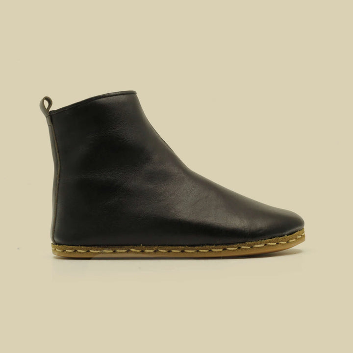 leather black zipper barefoot boots men