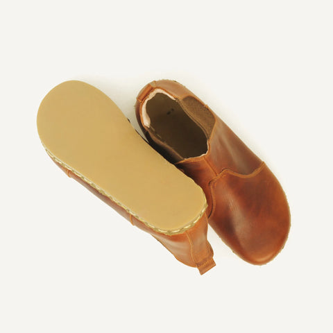 leather brown chelsea barefoot handmade womens boots