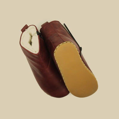 leather burgundy barefoot walking boots men