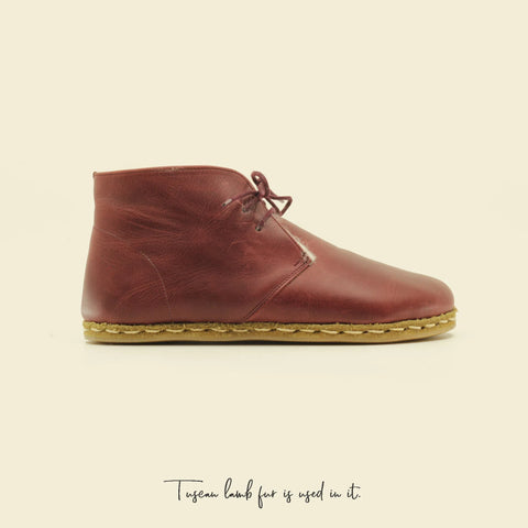 leather burgundy grounding ankle boots men