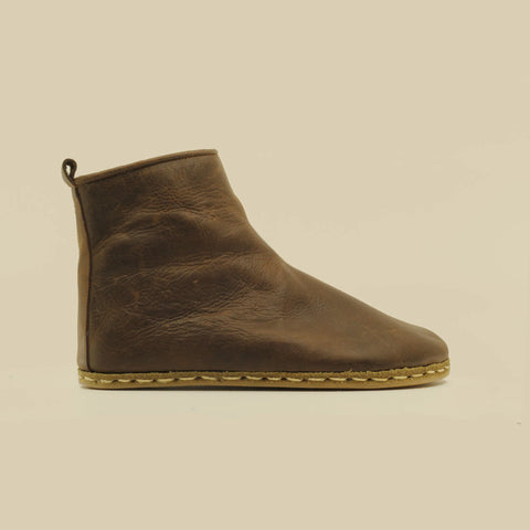 leather crazy classic brown zipper barefoot boots men