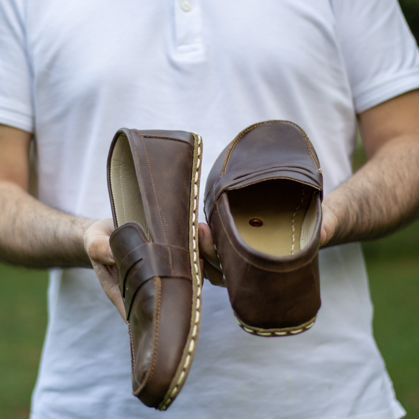 leather earthing shoes crazy classic brown for men