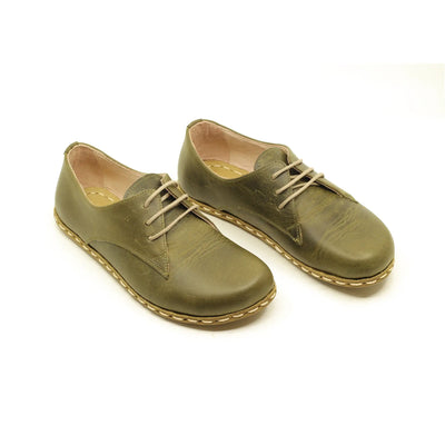 leather handmade barefoot shoes military green women