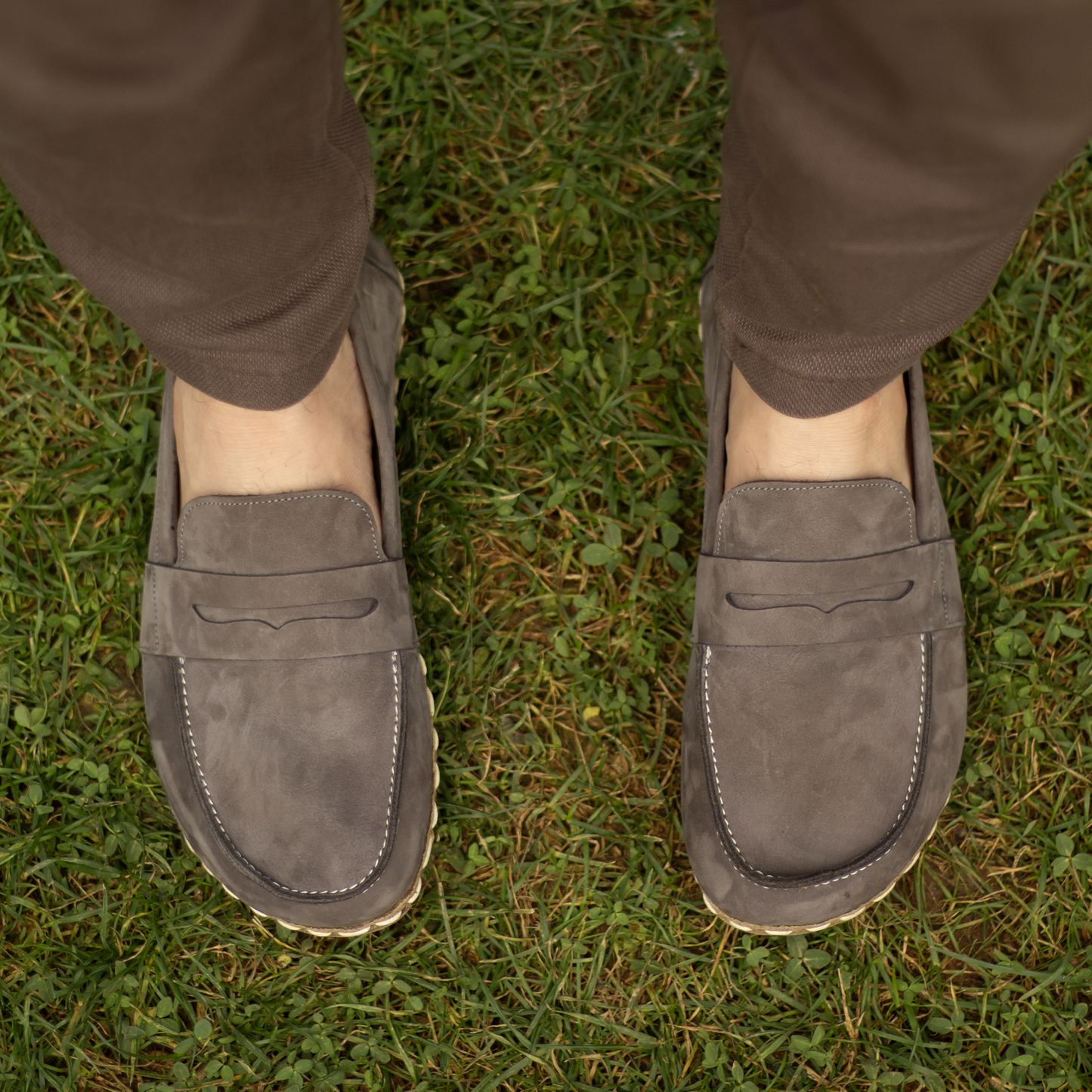 leather mens barefoot shoes gray nubuck