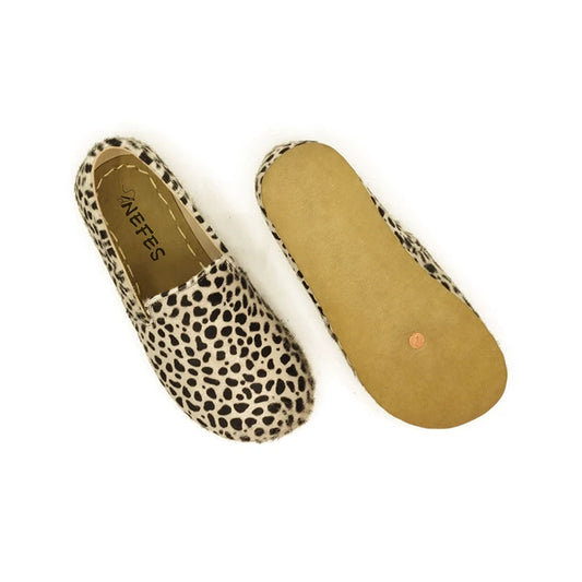 leopard print handmade womens barefoot shoes