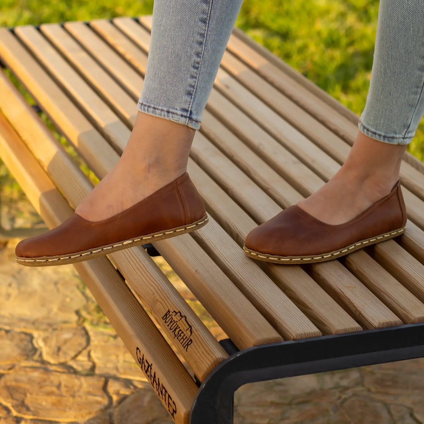 light brown womens barefoot flat shoes