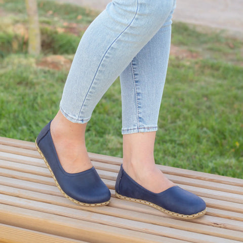 lightweight navy blue barefoot flat shoes women