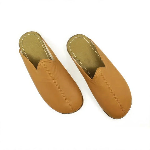 matte coconut closed toe leather slippers women