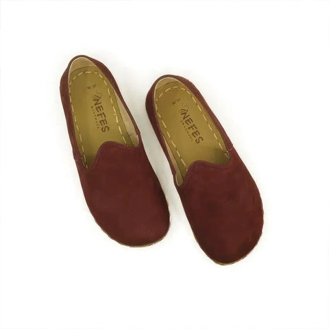 mens barefoot grounding shoes nubuck burgundy