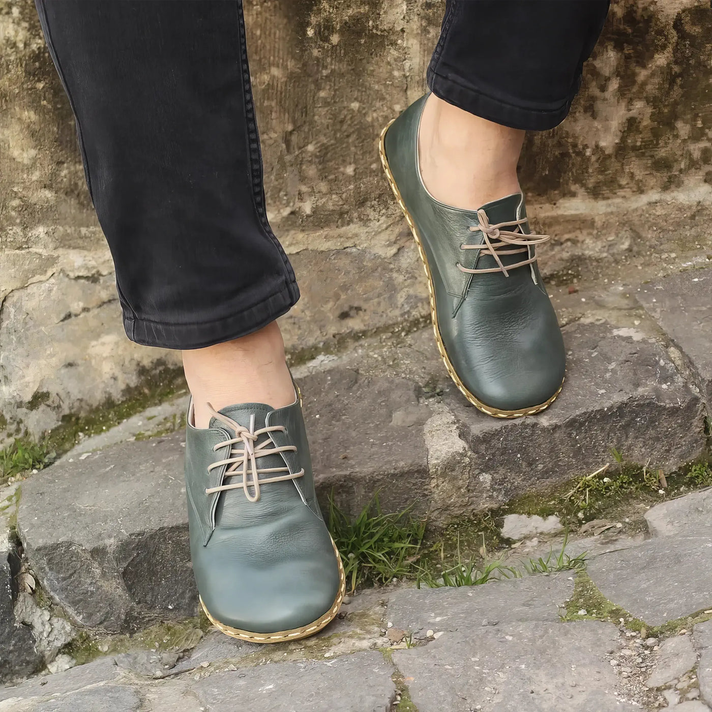 Handmade Barefoot Leather Shoes Green for Men - Nefes Shoes 7 Handmade Barefoot Leather Shoes Green for Men - Nefes Shoes 7