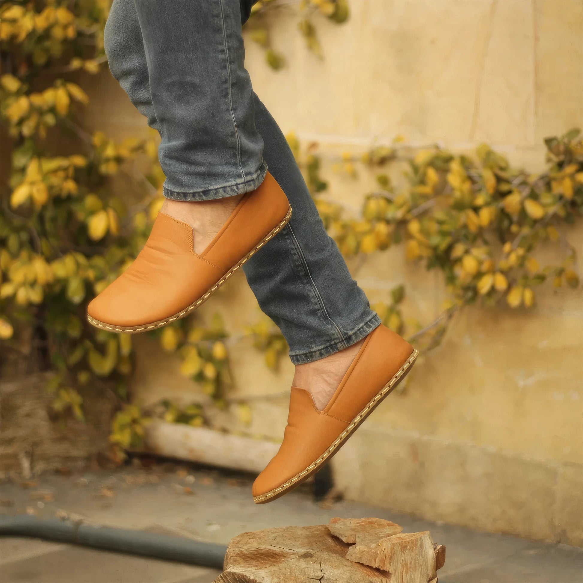 mens barefoot walking shoes light orange leather