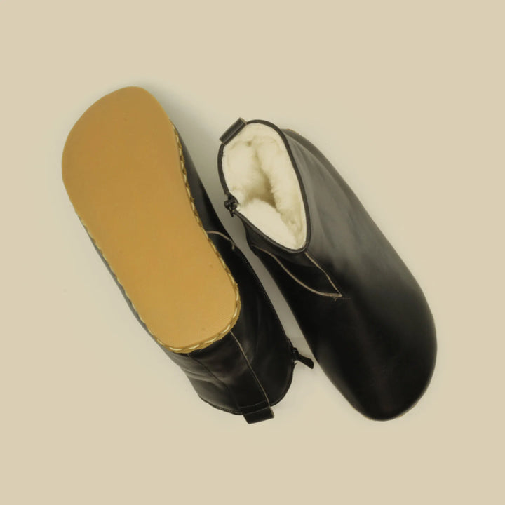 mens black barefoot walking leather boots