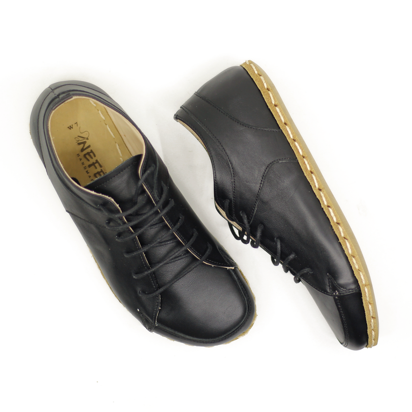 Men's Copper Rivet Earthing Leather Sneaker in Black-Men Barefoot Shoes Modern-Nefes Shoes-5-Nefes Shoes