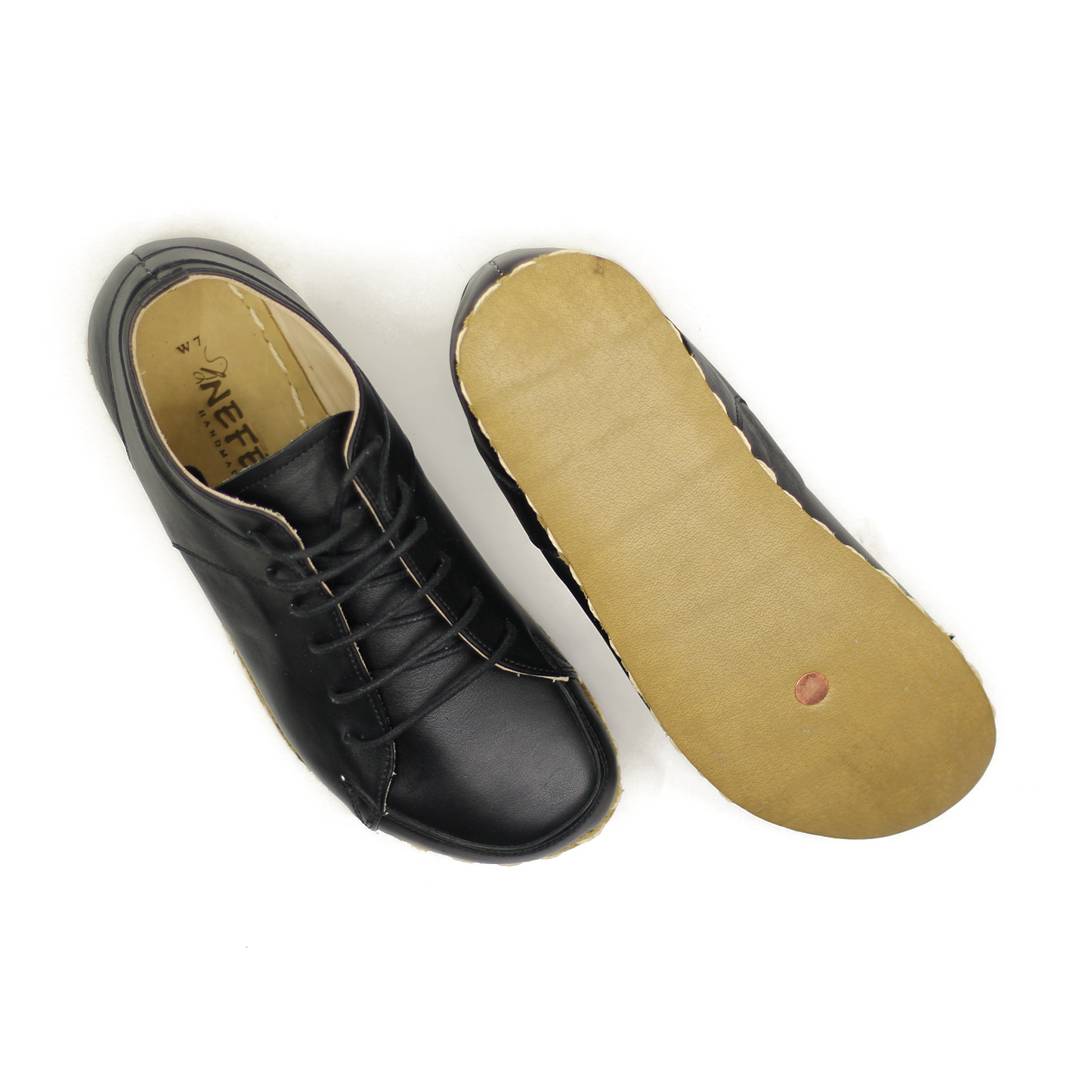 Men's Copper Rivet Earthing Leather Sneaker in Black-Men Barefoot Shoes Modern-Nefes Shoes-5-Nefes Shoes