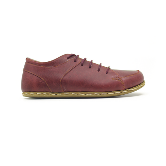 Men's Copper Rivet Earthing Leather Sneaker in Crazy Burgundy-Men Barefoot Shoes Modern-Nefes Shoes-5-Nefes Shoes