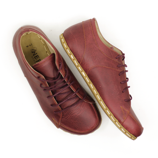 Men's Copper Rivet Earthing Leather Sneaker in Crazy Burgundy-Men Barefoot Shoes Modern-Nefes Shoes-5-Nefes Shoes