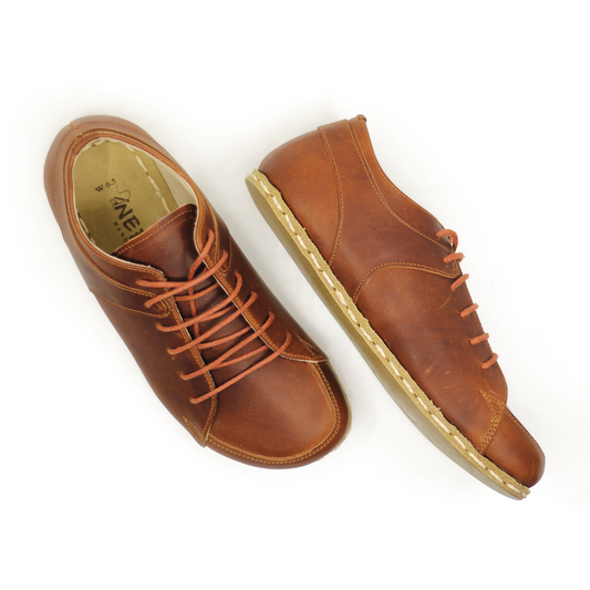 Men's Copper Rivet Earthing Leather Sneaker in Crazy New Brown-Men Barefoot Shoes Modern-Nefes Shoes-5-Nefes Shoes