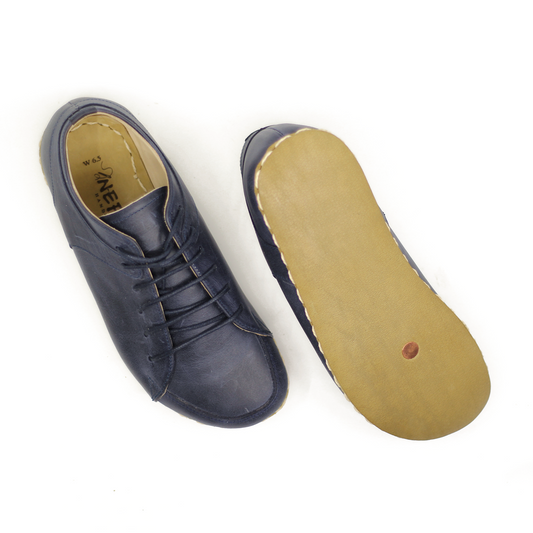 Men's Copper Rivet Earthing Leather Sneaker in Navy Blue-Men Barefoot Shoes Modern-Nefes Shoes-5-Nefes Shoes