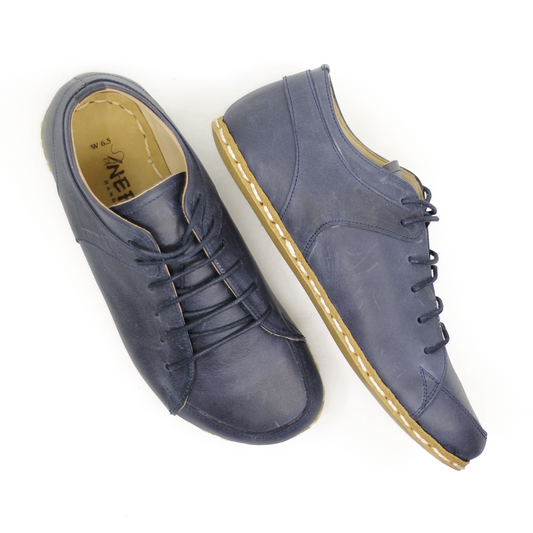 Men's Copper Rivet Earthing Leather Sneaker in Navy Blue-Men Barefoot Shoes Modern-Nefes Shoes-5-Nefes Shoes