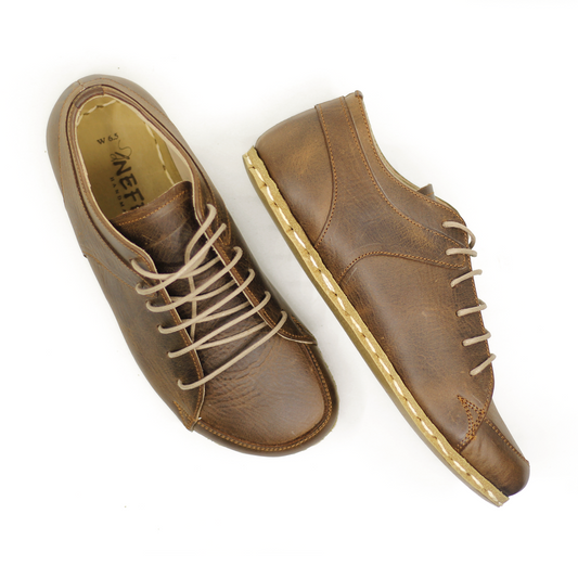 Men's Copper Rivet Earthing Leather Sneaker in New Classic Brown-Men Barefoot Shoes Modern-Nefes Shoes-5-Nefes Shoes