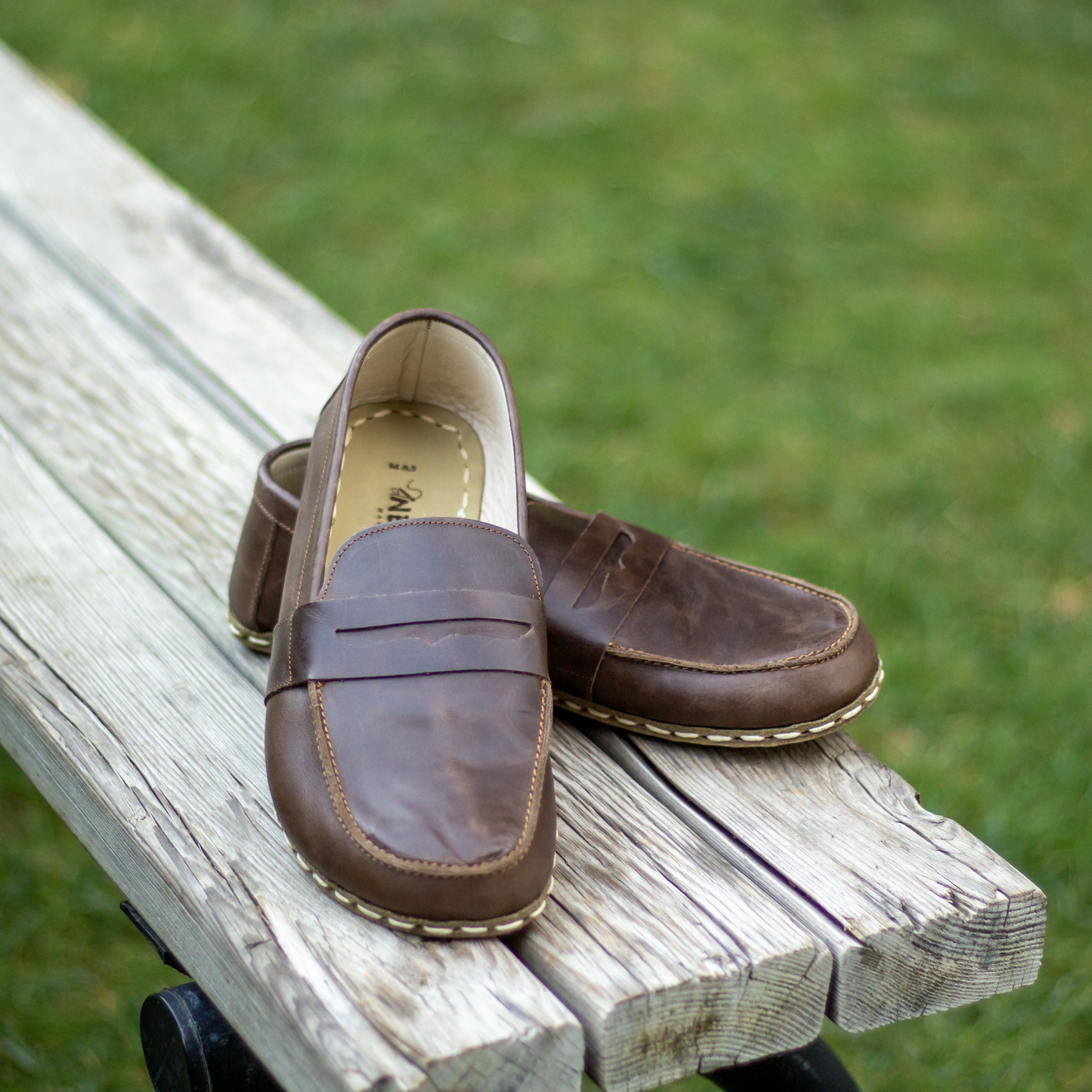 mens crazy classic brown barefoot leather shoes