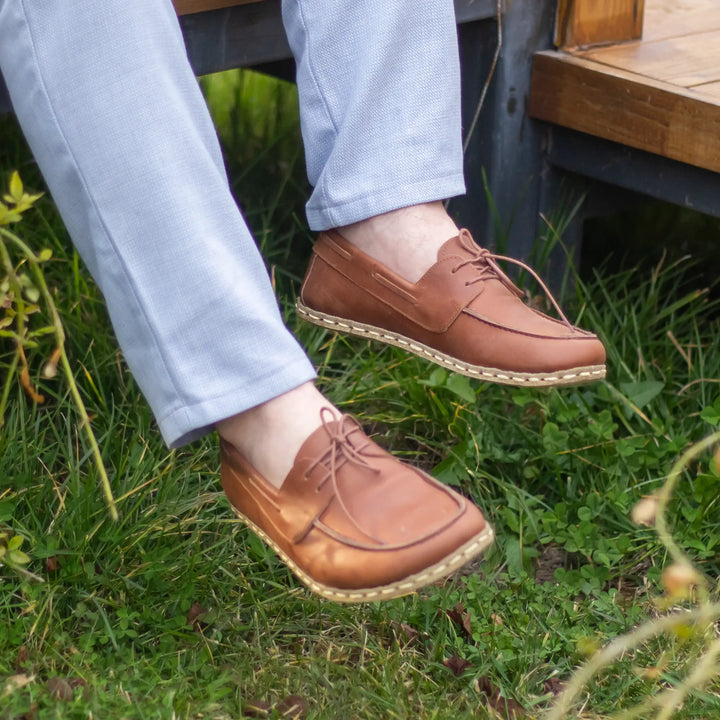 mens crazy new brown leather barefoot earthing shoes