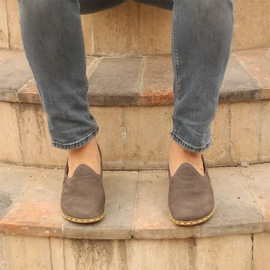 mens gray nubuck barefoot shoes