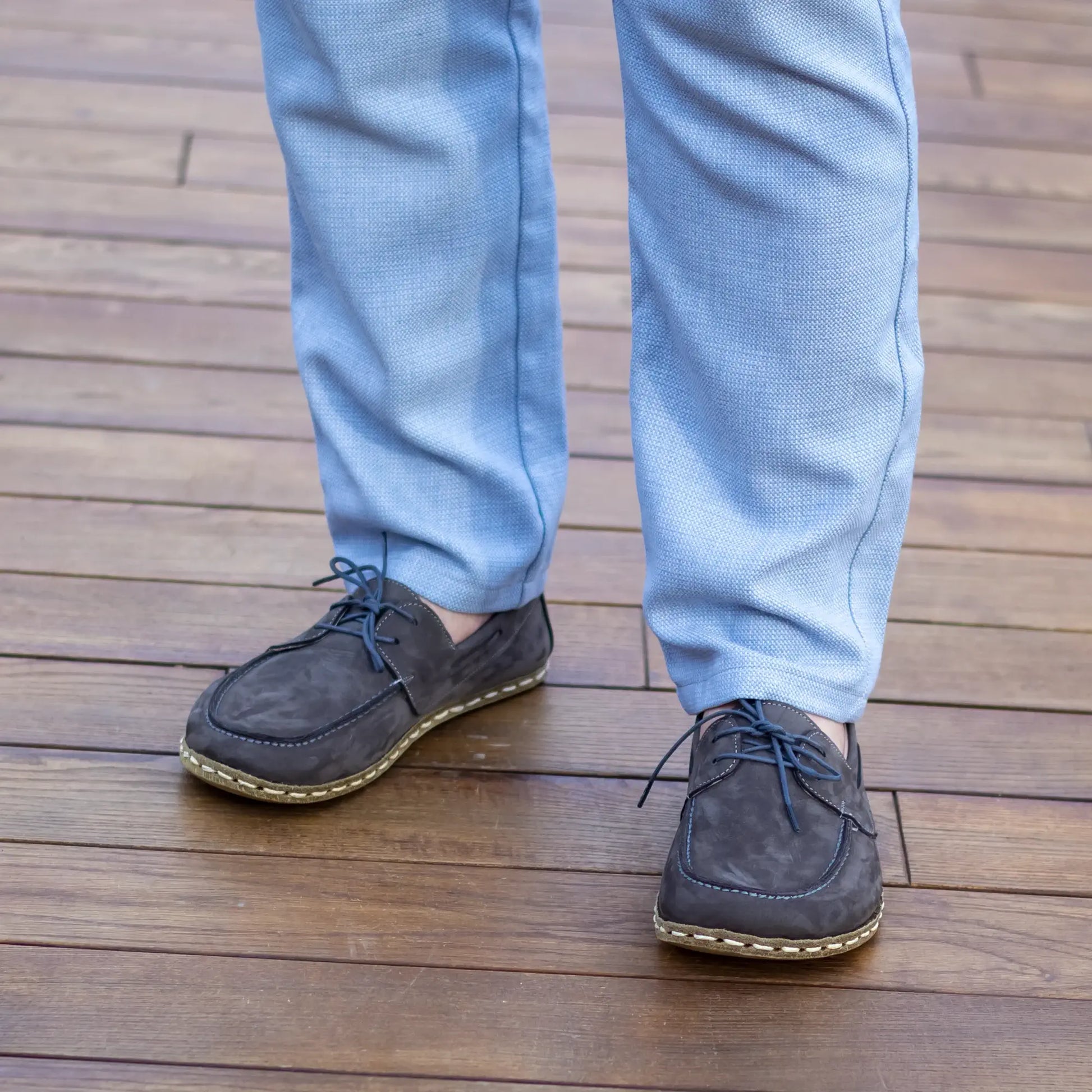 mens gray nubuck leather barefoot earthing shoes