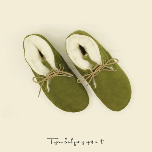 mens green barefoot grounding ankle boots