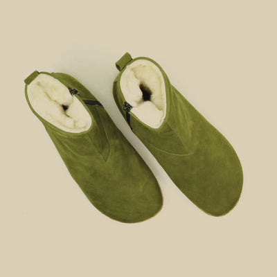 mens green barefoot walking leather boots