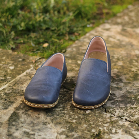 mens grounding barefoot leather shoes navy