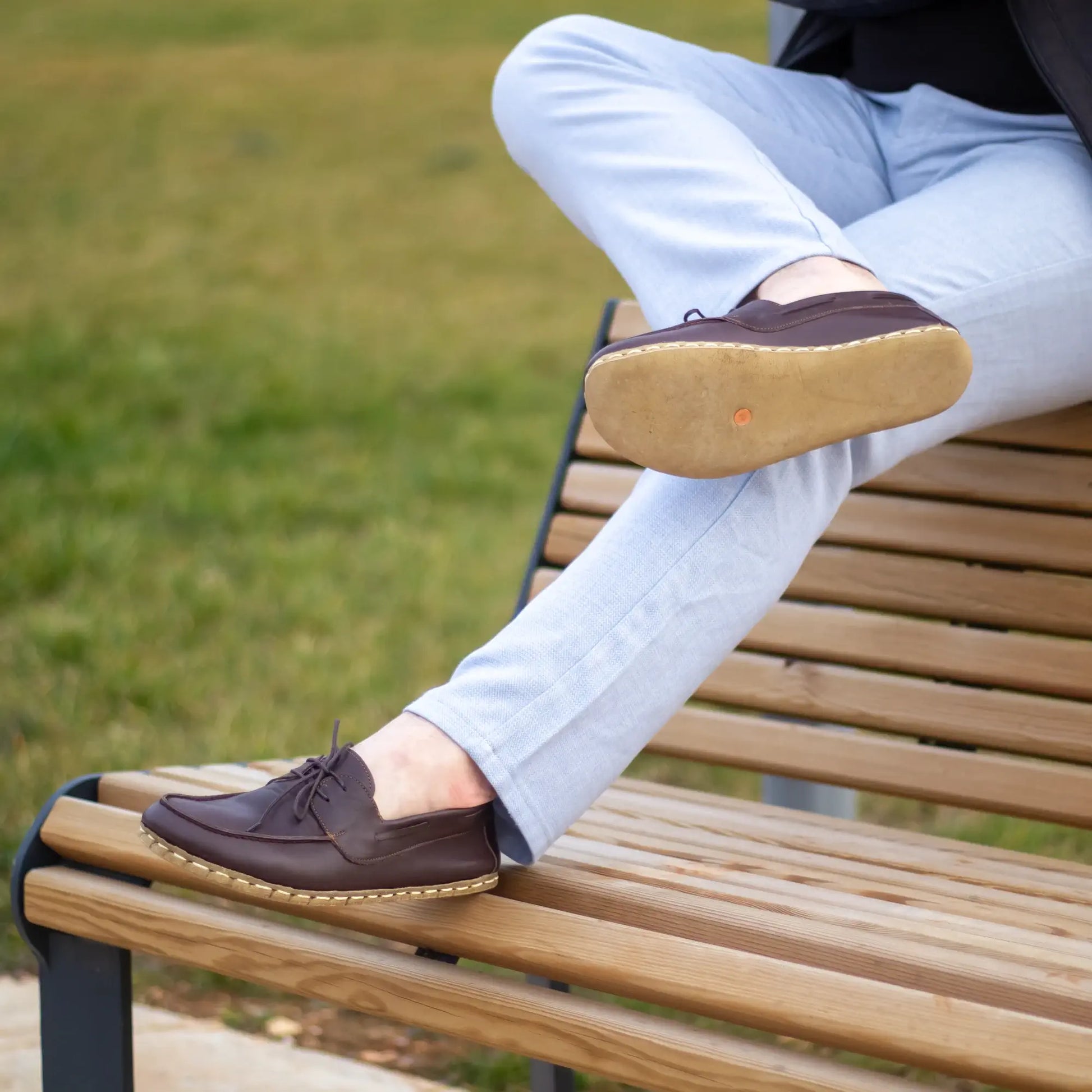 mens grounding bitter brown barefoot leather earthing shoes