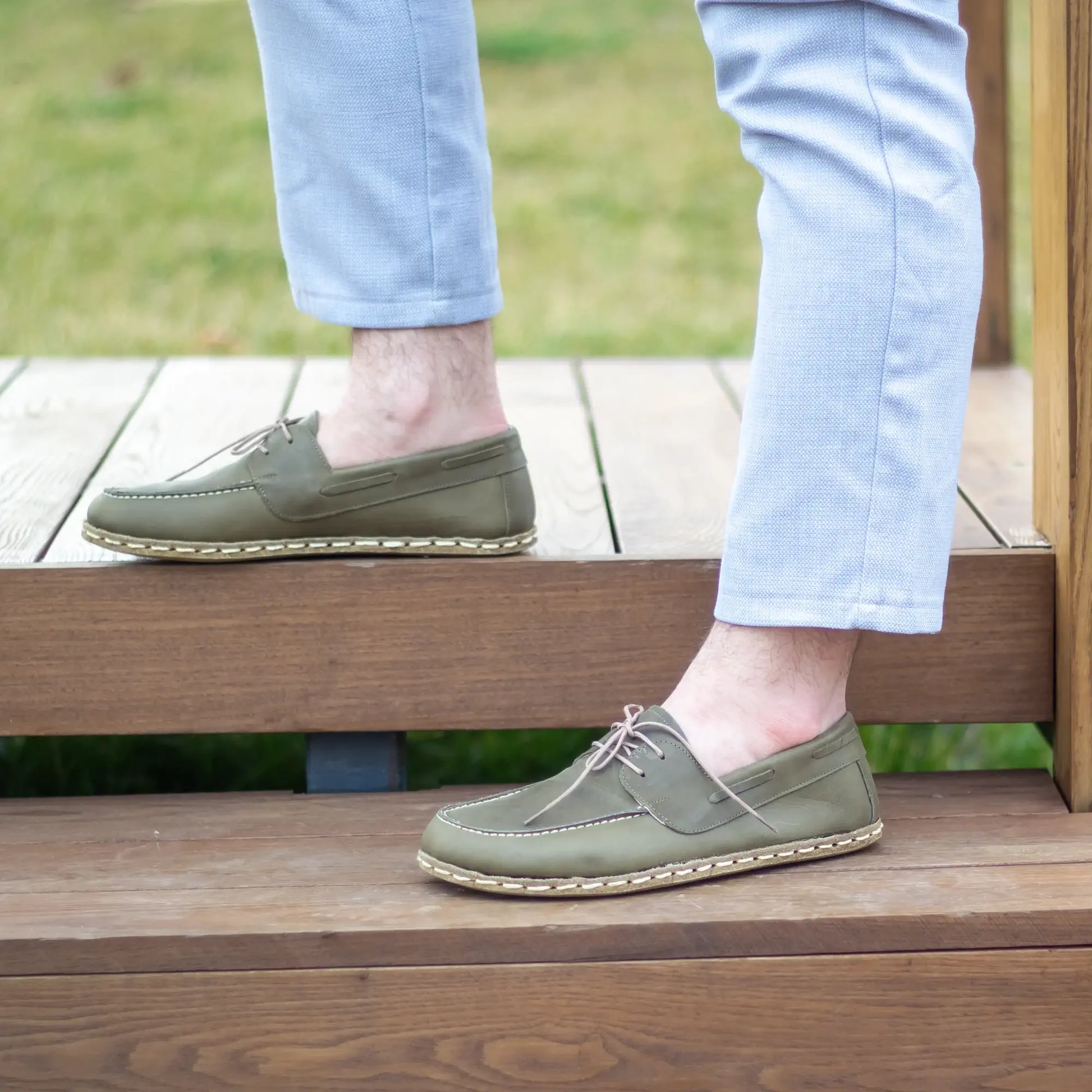 mens grounding military green barefoot leather earthing shoes