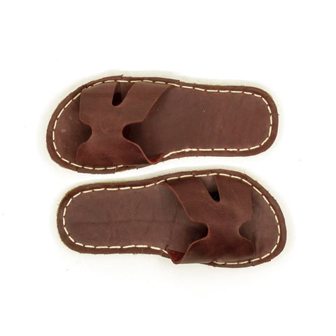 mens h strap barefoot slippers burgundy leather
