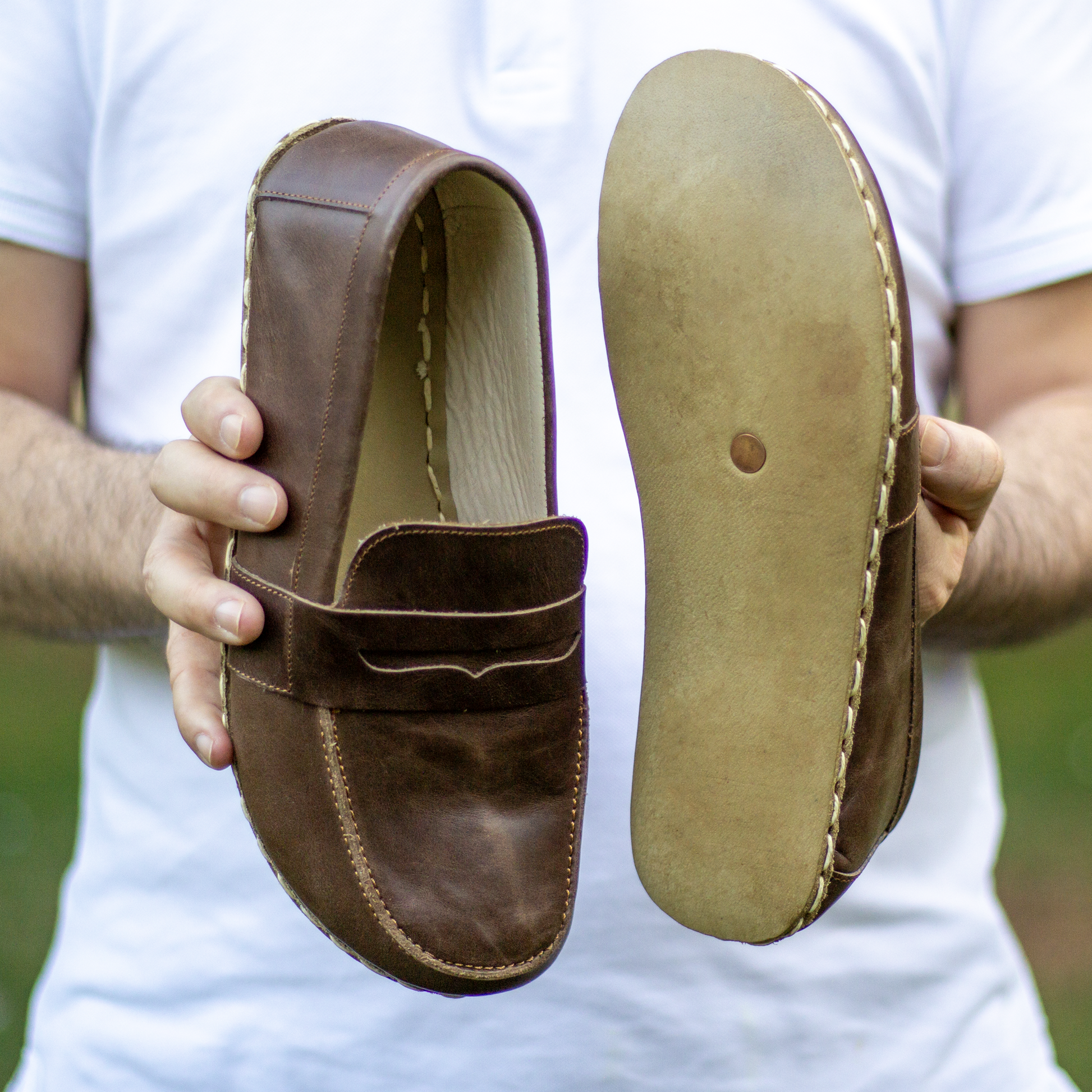 mens leather earthing barefoot shoes crazy classic brown