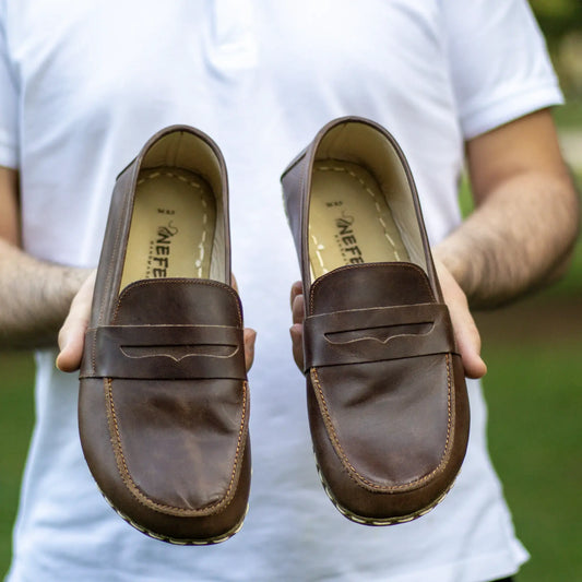 mens leather earthing barefoot shoes crazy classic brown