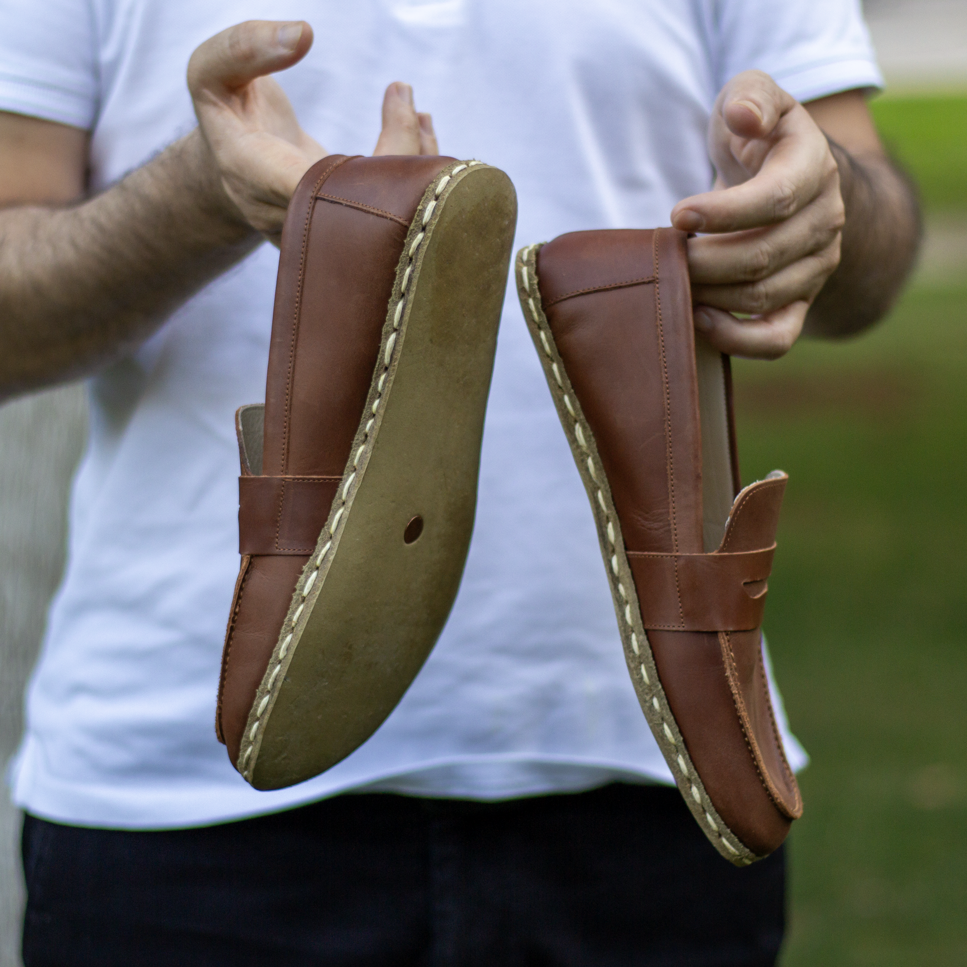 mens leather earthing barefoot shoes crazy new brown