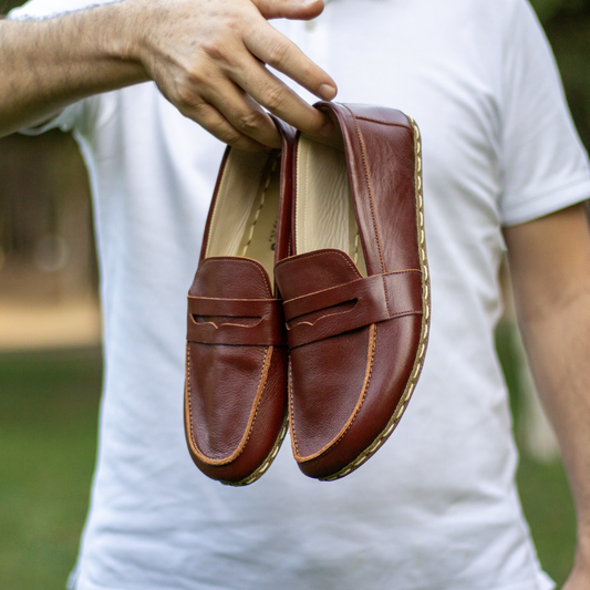 mens leather earthing barefoot shoes tornado brown