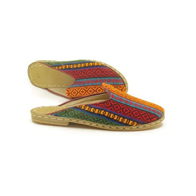mens leather slippers closed toe kilim design
