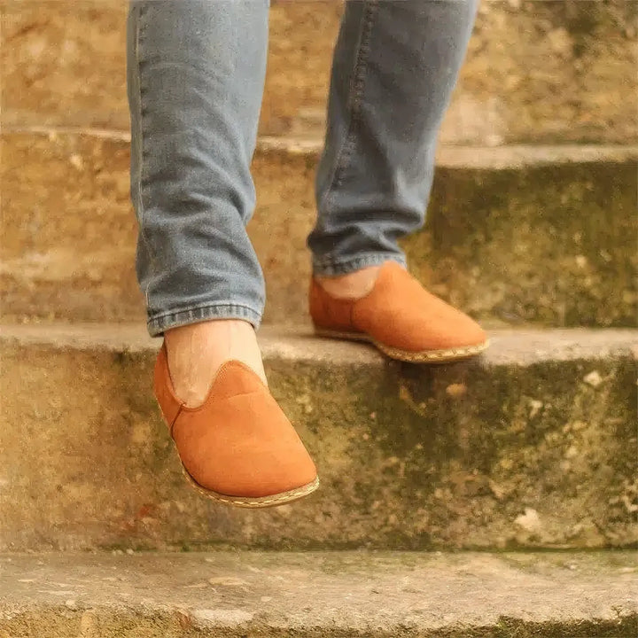 mens minimalist barefoot shoes orange nubuck style