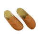 mens slippers closed toe leather light brown