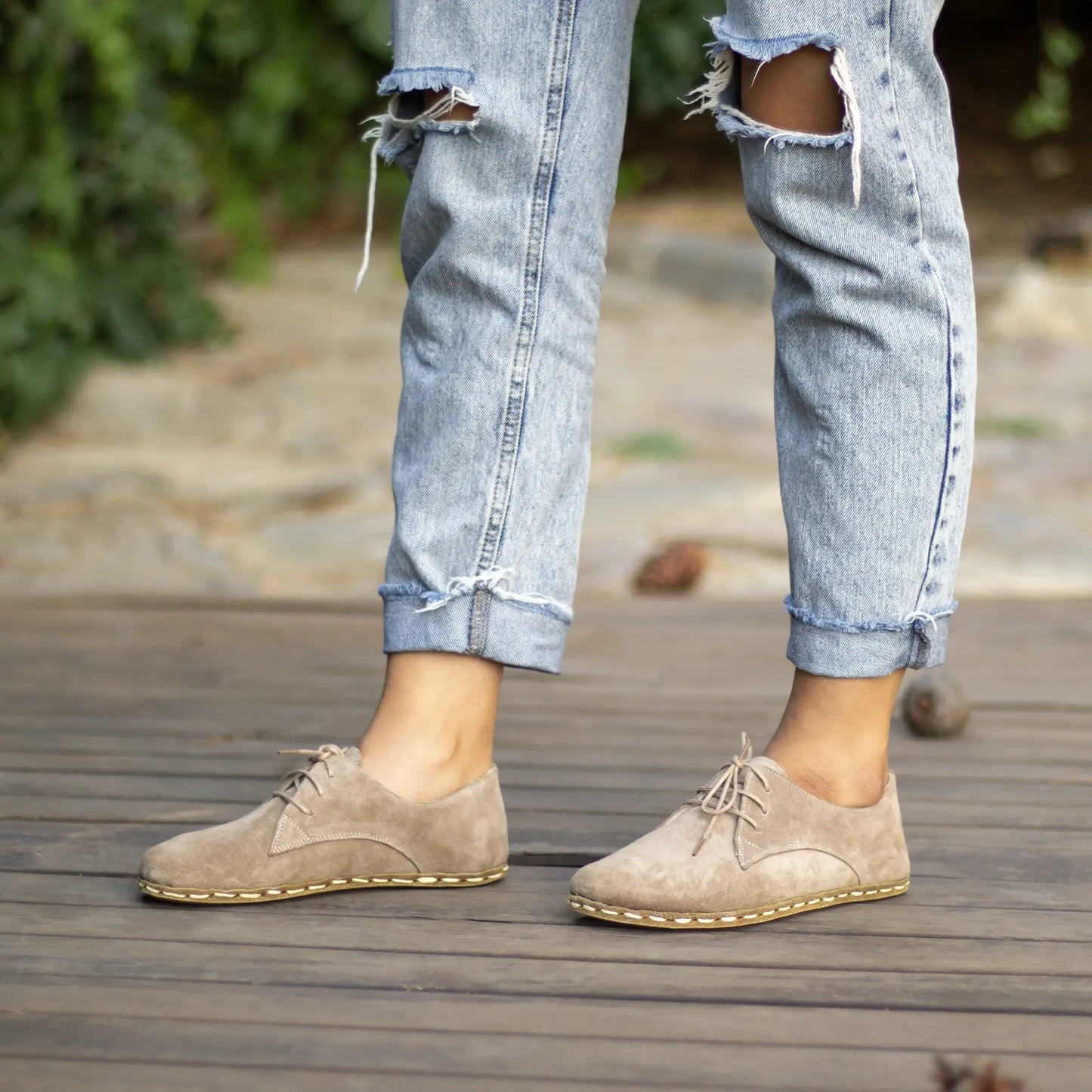 milky brown barefoot shoes handmade natural leather women