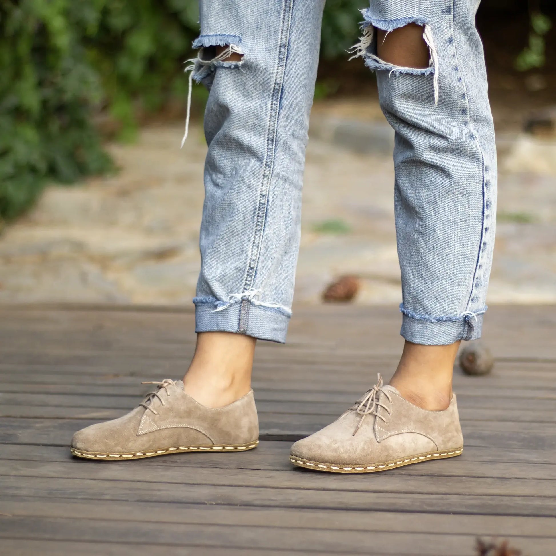 milky brown barefoot shoes handmade natural leather women