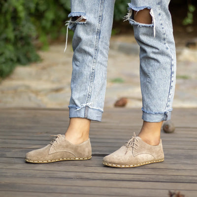 milky brown barefoot shoes handmade natural leather women