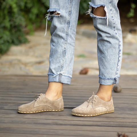 milky brown barefoot shoes handmade natural leather women