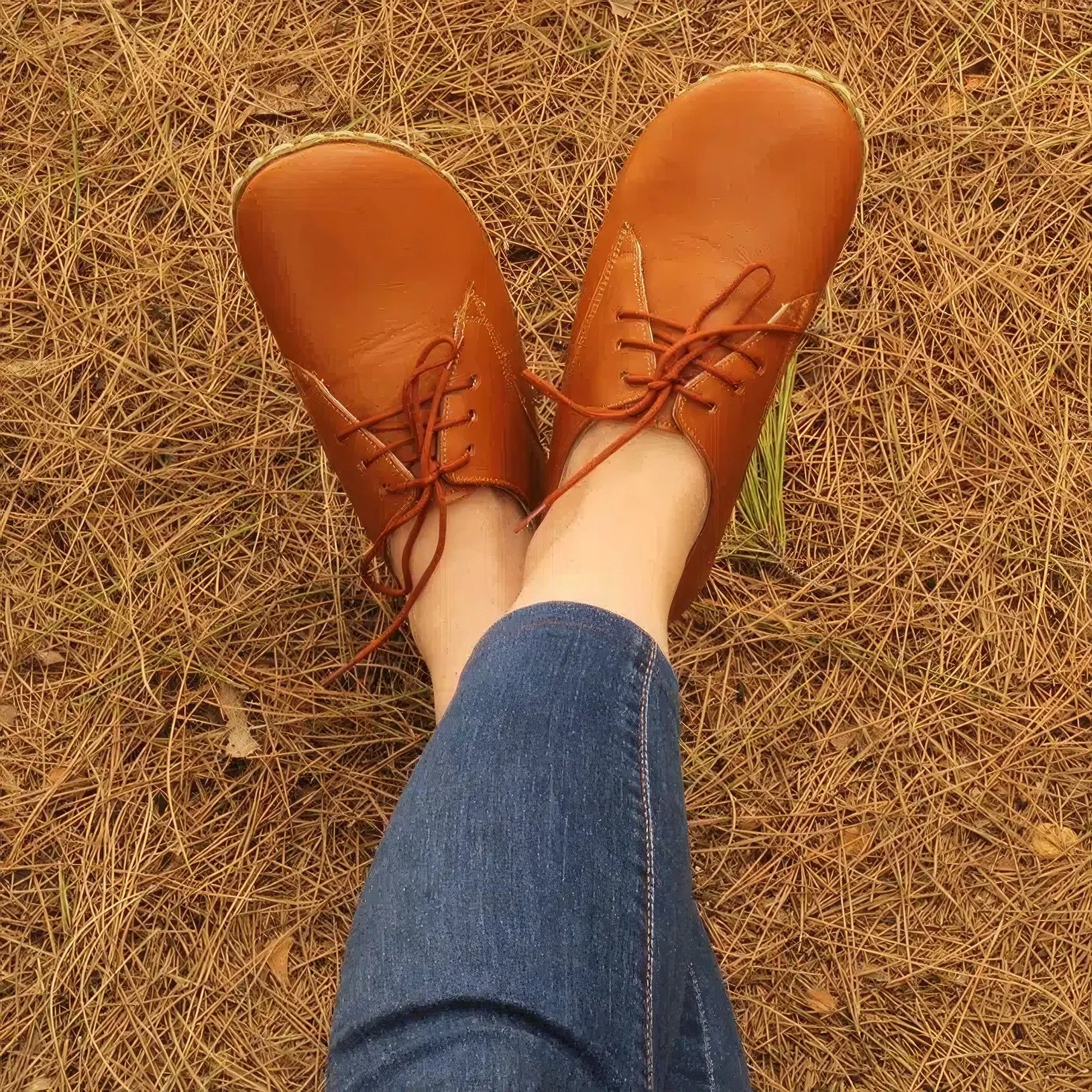 minimalist antique brown oxford barefoot shoes women