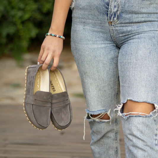 minimalist barefoot earthing shoes gray nubuck women