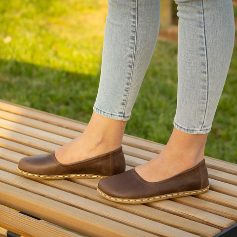 minimalist barefoot flat shoes women classic crazy brown