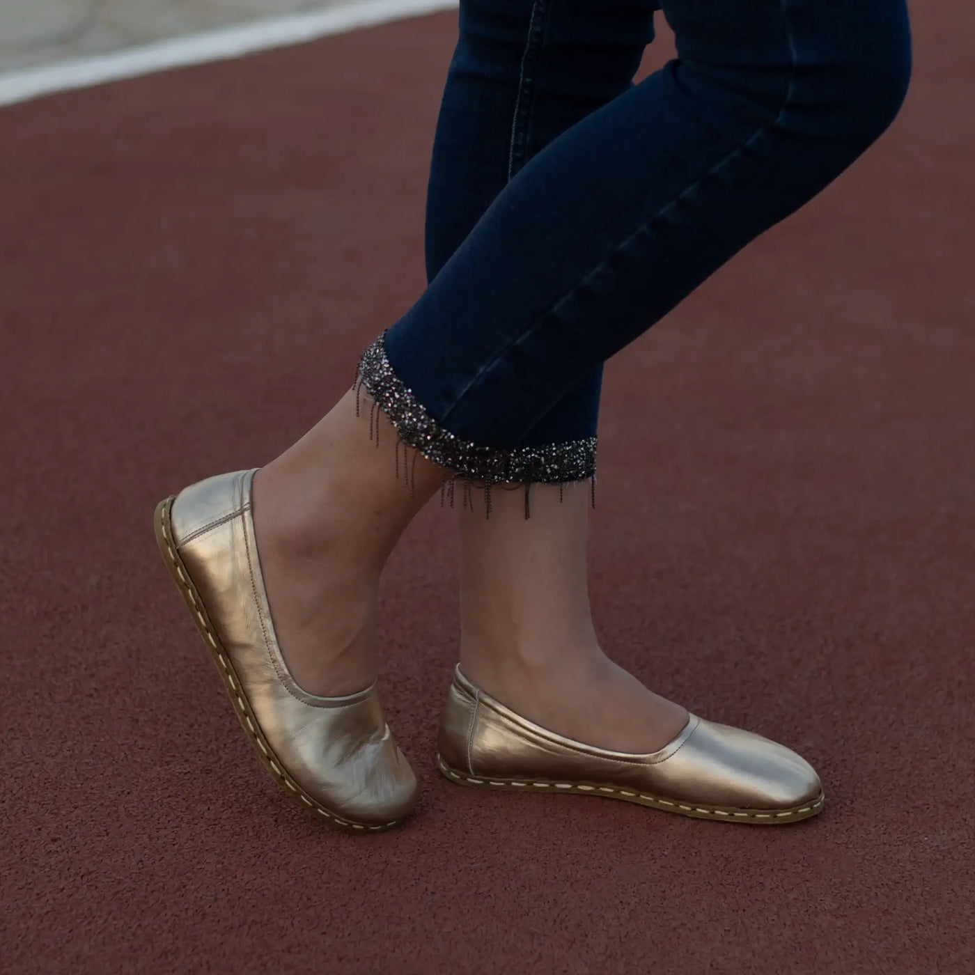 slim fit dress slacks Leather Ballet Flats-Gold Metallic main image 0