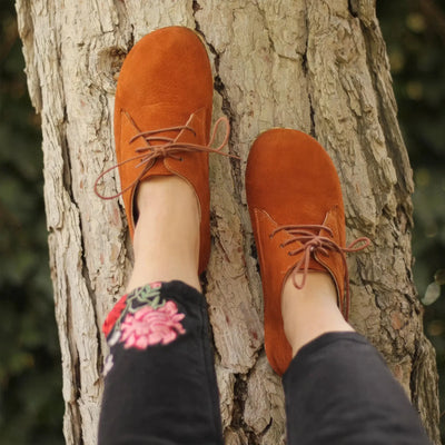 minimalist barefoot oxford shoes women orange leather